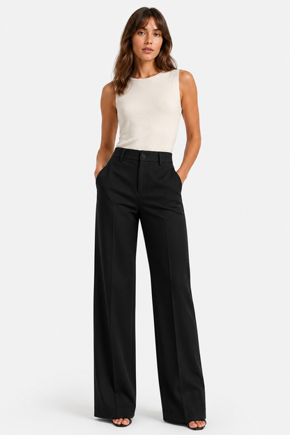 Koriora | Pantalon Tailleur Léa — Pantalon Taille Haute Femme Wide Leg Élégant & Chic