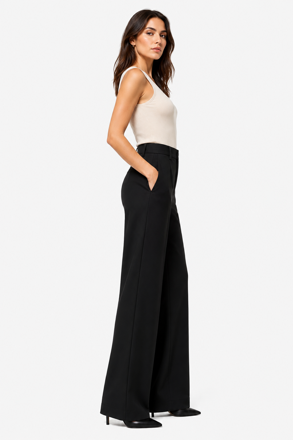 Koriora | Pantalon Tailleur Léa — Pantalon Taille Haute Femme Wide Leg Élégant & Chic