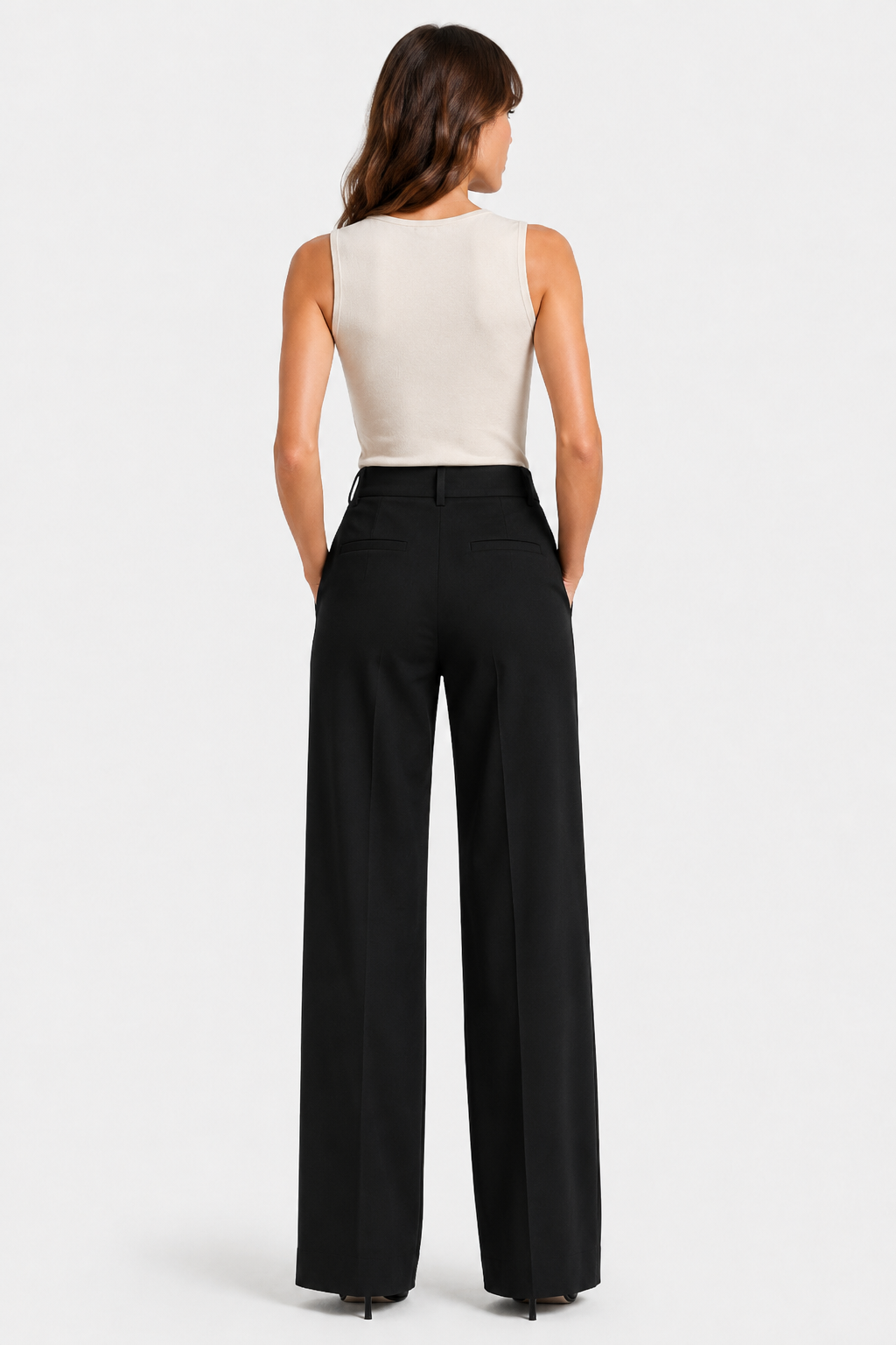 Koriora | Pantalon Tailleur Léa — Pantalon Taille Haute Femme Wide Leg Élégant & Chic