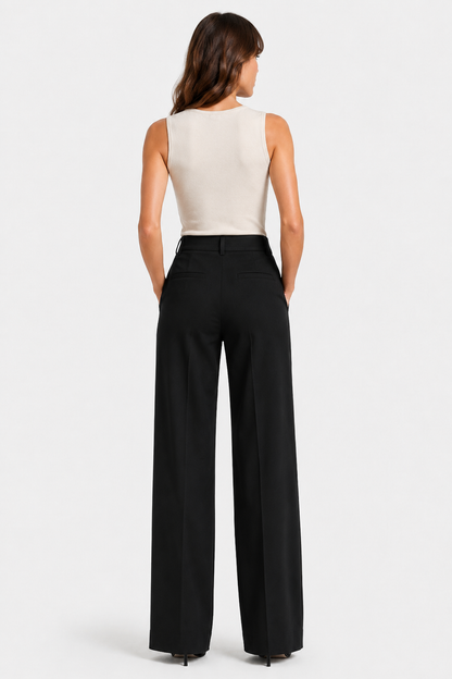 Koriora | Pantalon Tailleur Léa — Pantalon Taille Haute Femme Wide Leg Élégant & Chic