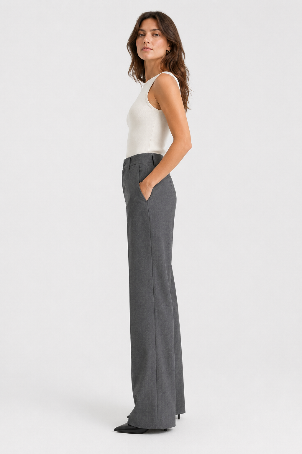 Koriora | Pantalon Tailleur Léa — Pantalon Taille Haute Femme Wide Leg Élégant & Chic
