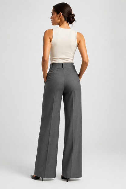 Koriora | Pantalon Tailleur Léa — Pantalon Taille Haute Femme Wide Leg Élégant & Chic