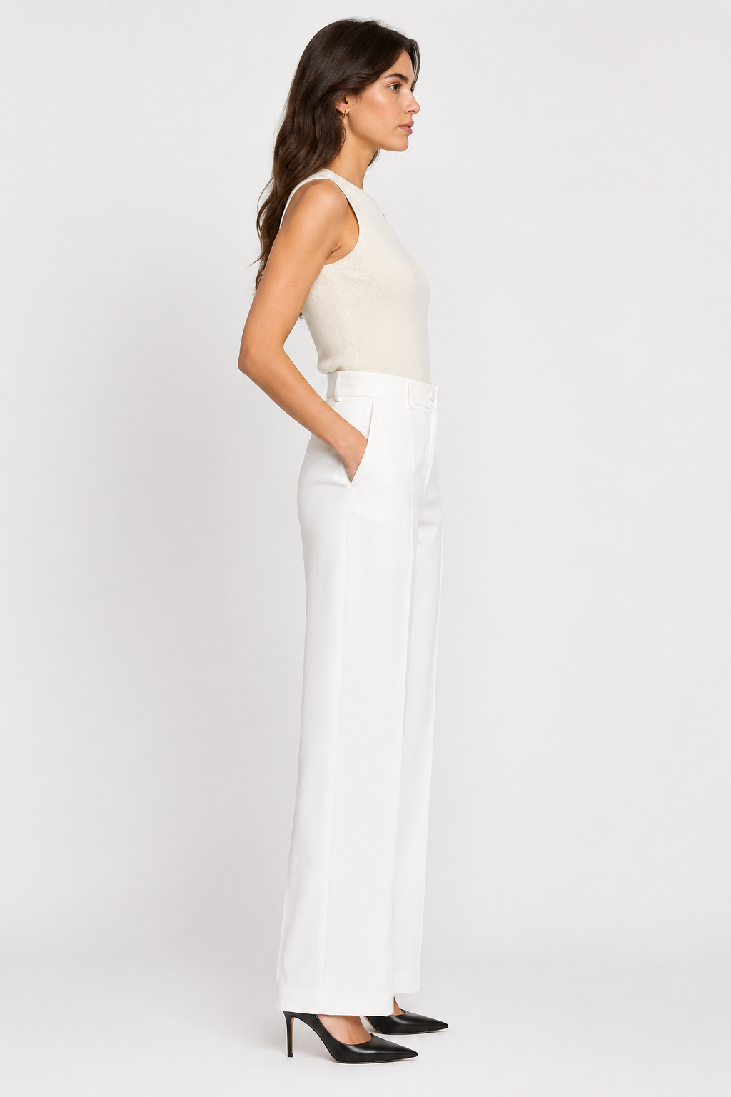 Koriora | Pantalon Tailleur Léa — Pantalon Taille Haute Femme Wide Leg Élégant & Chic