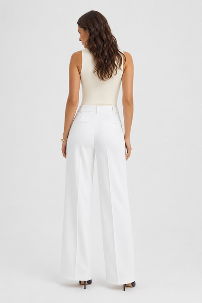 Koriora | Pantalon Tailleur Léa — Pantalon Taille Haute Femme Wide Leg Élégant & Chic