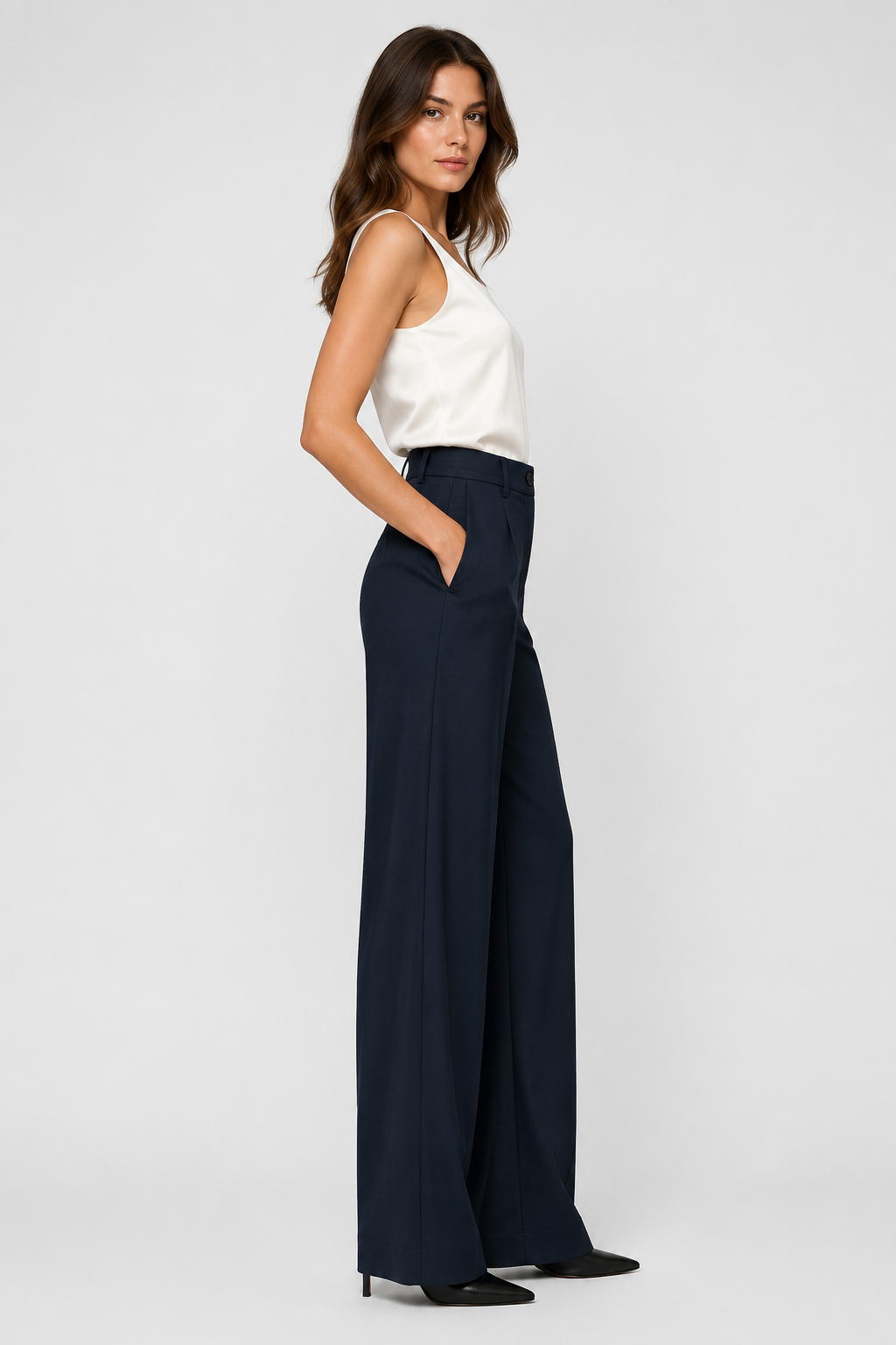 Koriora | Pantalon Tailleur Léa — Pantalon Taille Haute Femme Wide Leg Élégant & Chic