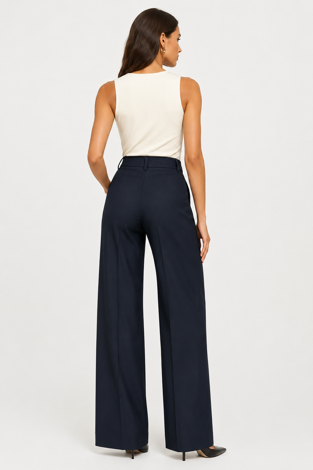 Koriora | Pantalon Tailleur Léa — Pantalon Taille Haute Femme Wide Leg Élégant & Chic