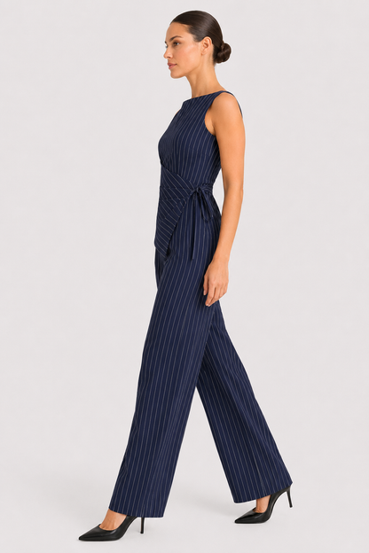 Koriora | Ensemble Blazer Cintré & Pantalon Palazzo Rayé Femme — Fluidité Élégante & Style Professionnel