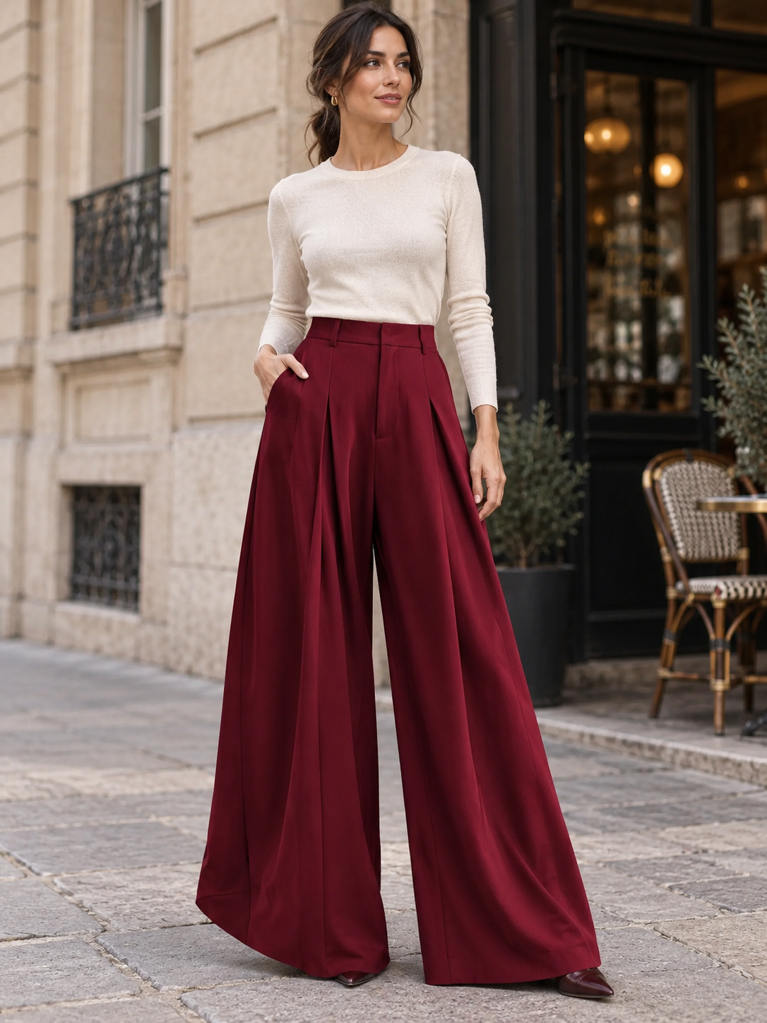 Women's High Waisted Extra Wide Leg Palazzo Trousers