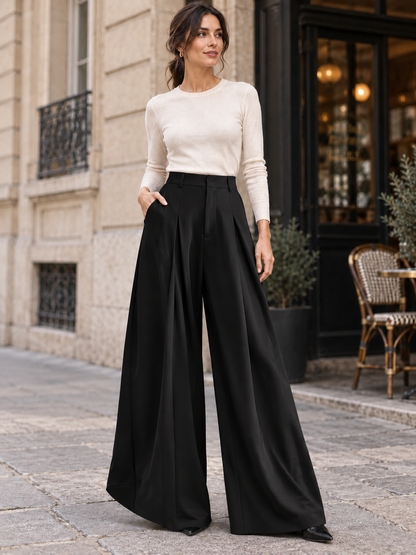 Women's High Waisted Extra Wide Leg Palazzo Trousers