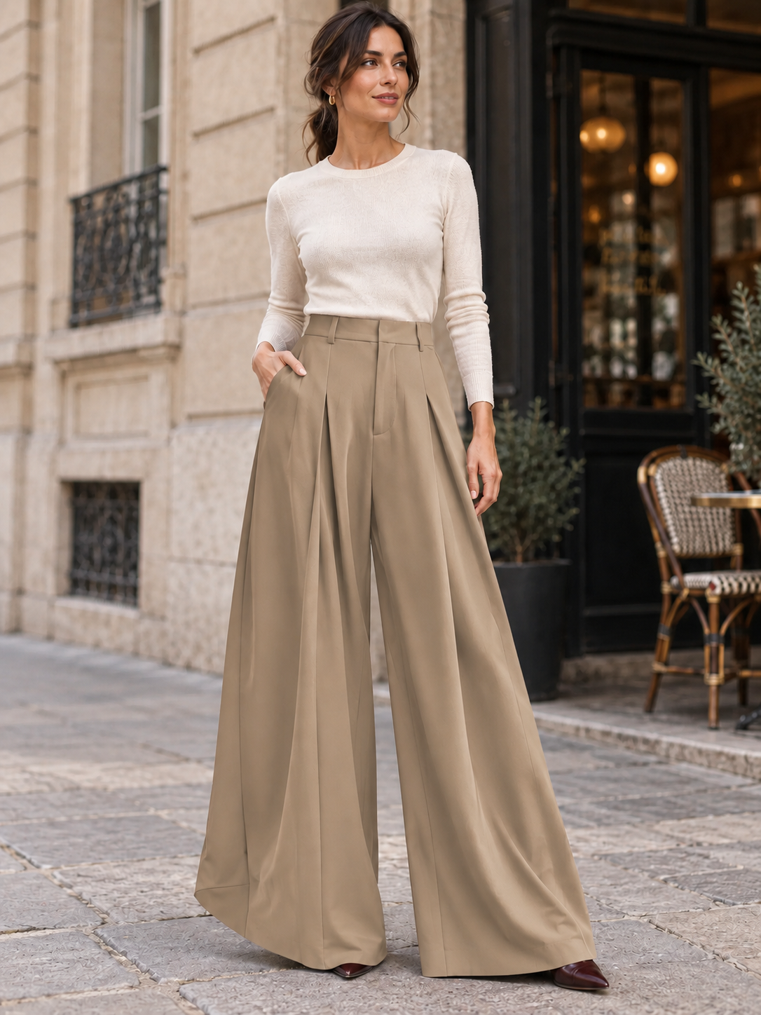 Women's High Waisted Extra Wide Leg Palazzo Trousers