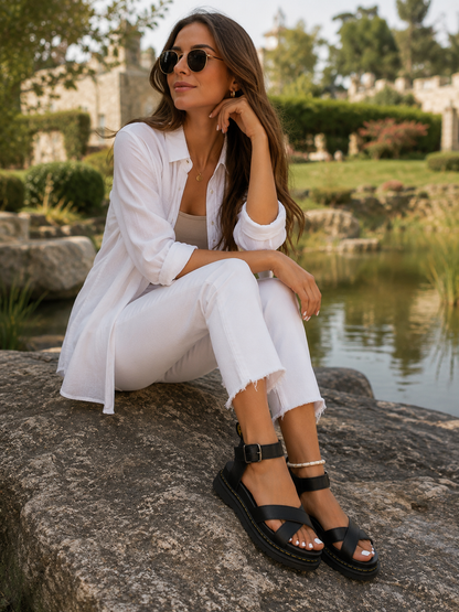 Koriora | Sandales Compensées Bride Cheville Roxane — Stabilité Élégante & Allure Estivale