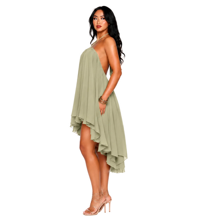 Koriora | Robe Femme Fluide à Bretelles et Ourlet Asymétrique