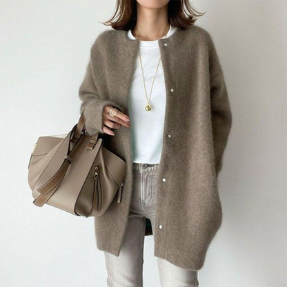Koriora | Women's Long Button-Through Soft-Knit Cardigan — Loose Fit and Relaxed Elegance