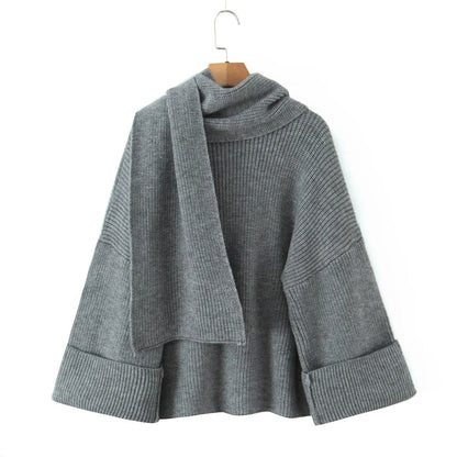 Oversized Scarf-Neck Knitted Jumper – Cosy Autumn-Winter Comfort, Multicolour