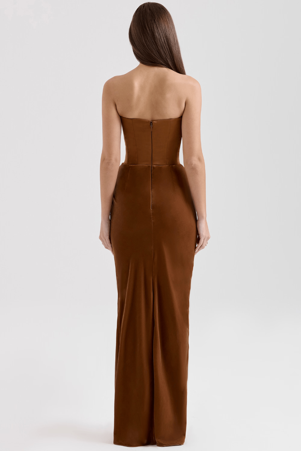 Koriora | Robe Maxi Satinée Serene — Bustier Élégant & Drapé Taille Vert Menthe