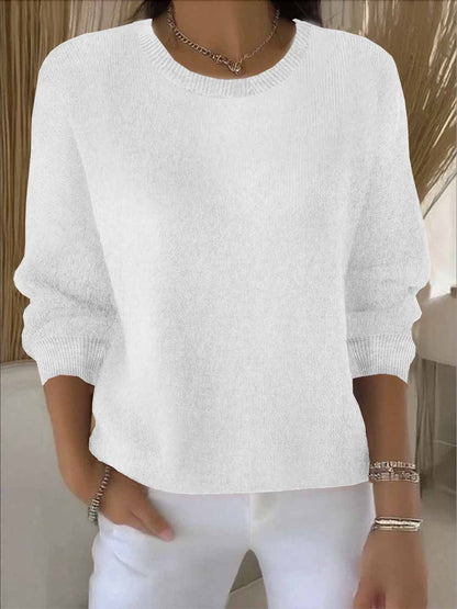 Koriora | Women's Long-Sleeved Round-Neck Jumper — Relaxed Fit and Timeless Elegance