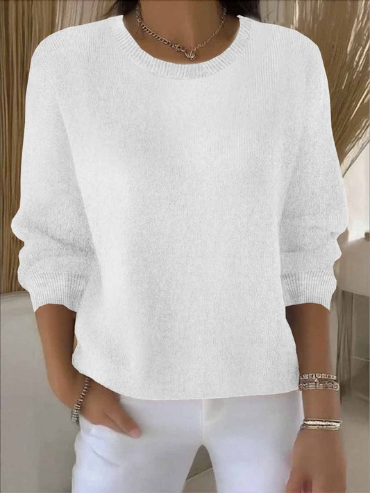 Koriora | Women's Long-Sleeved Round-Neck Jumper — Relaxed Fit and Timeless Elegance