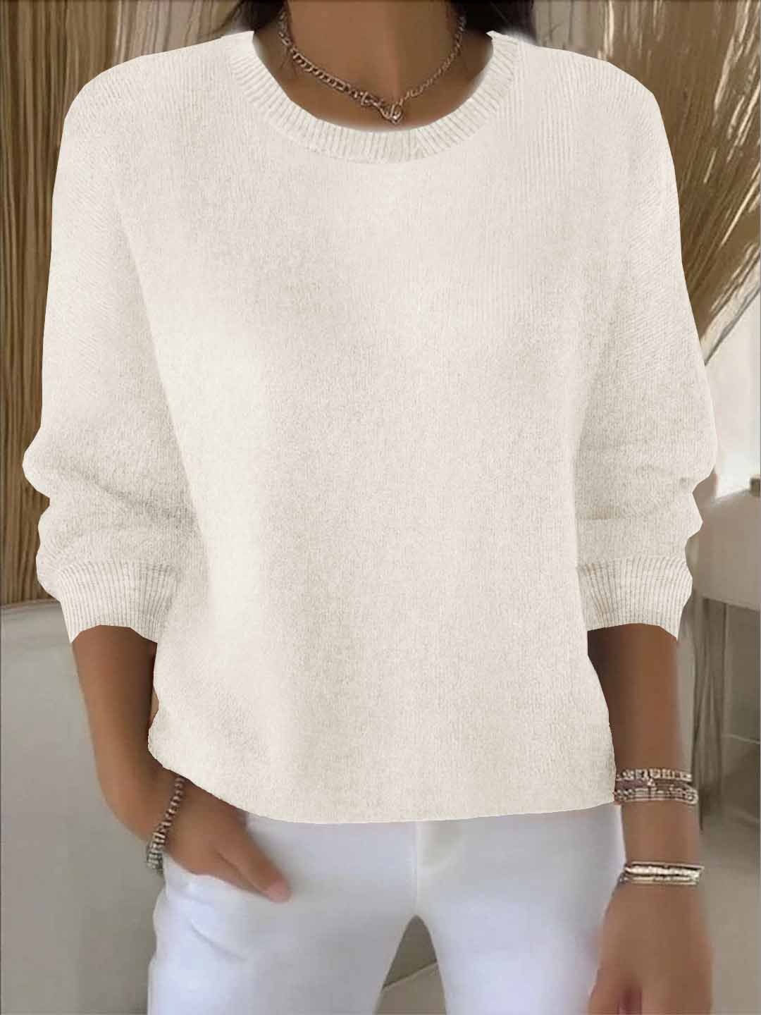 Koriora | Women's Long-Sleeved Round-Neck Jumper — Relaxed Fit and Timeless Elegance
