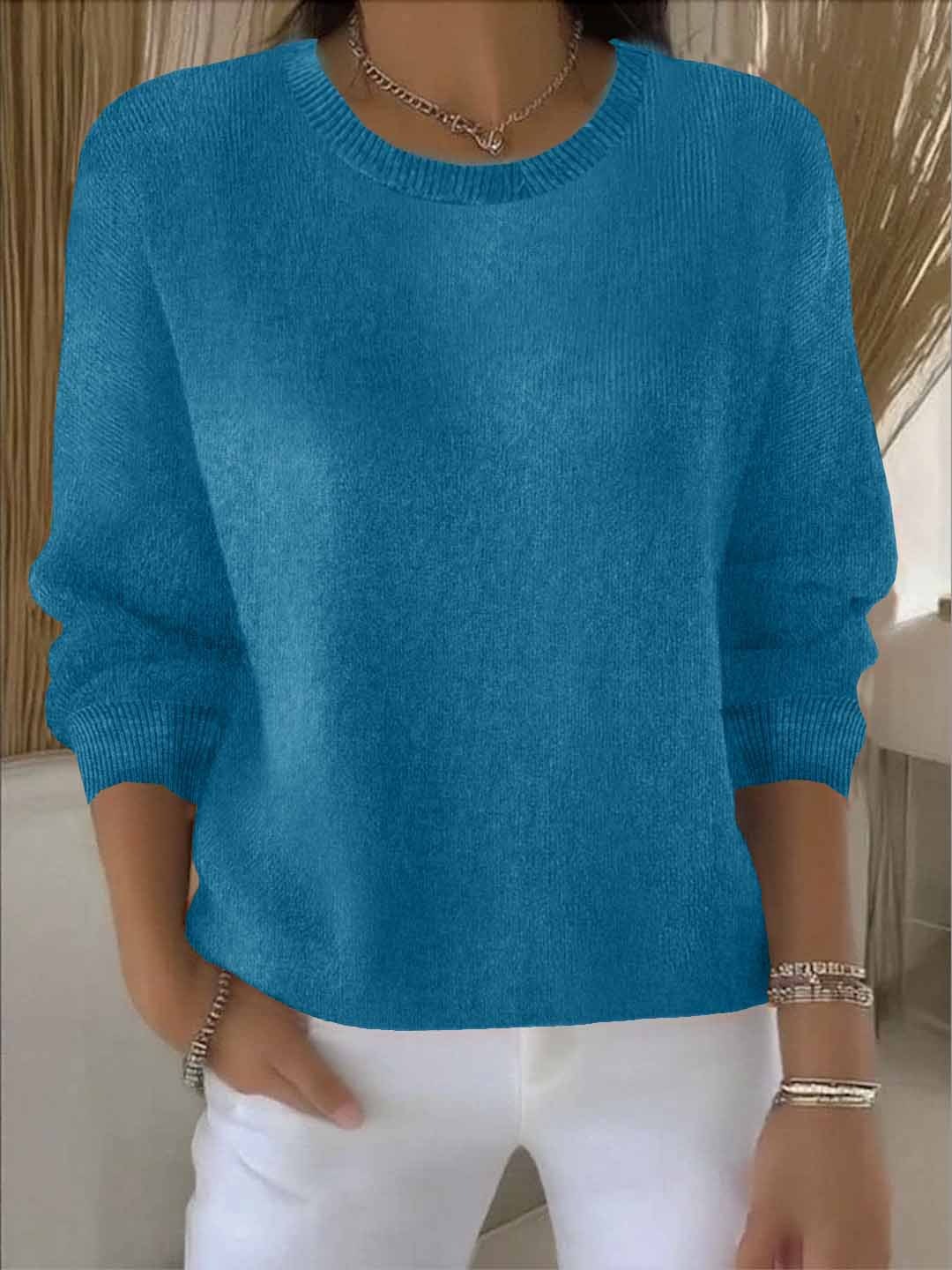 Koriora | Women's Long-Sleeved Round-Neck Jumper — Relaxed Fit and Timeless Elegance