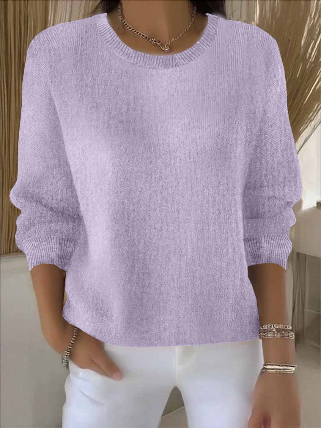 Koriora | Women's Long-Sleeved Round-Neck Jumper — Relaxed Fit and Timeless Elegance