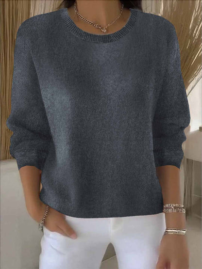 Koriora | Women's Long-Sleeved Round-Neck Jumper — Relaxed Fit and Timeless Elegance