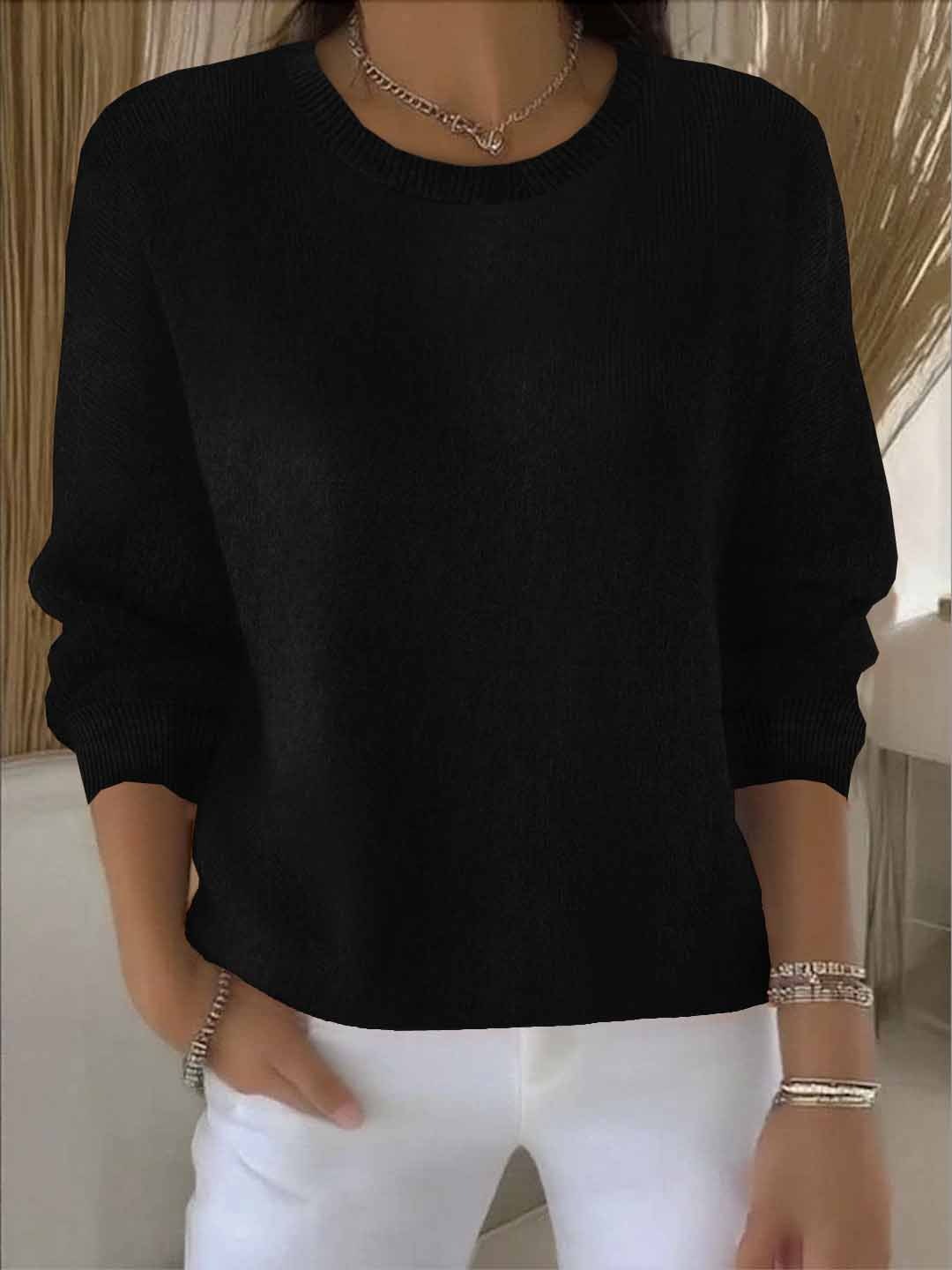 Koriora | Women's Long-Sleeved Round-Neck Jumper — Relaxed Fit and Timeless Elegance