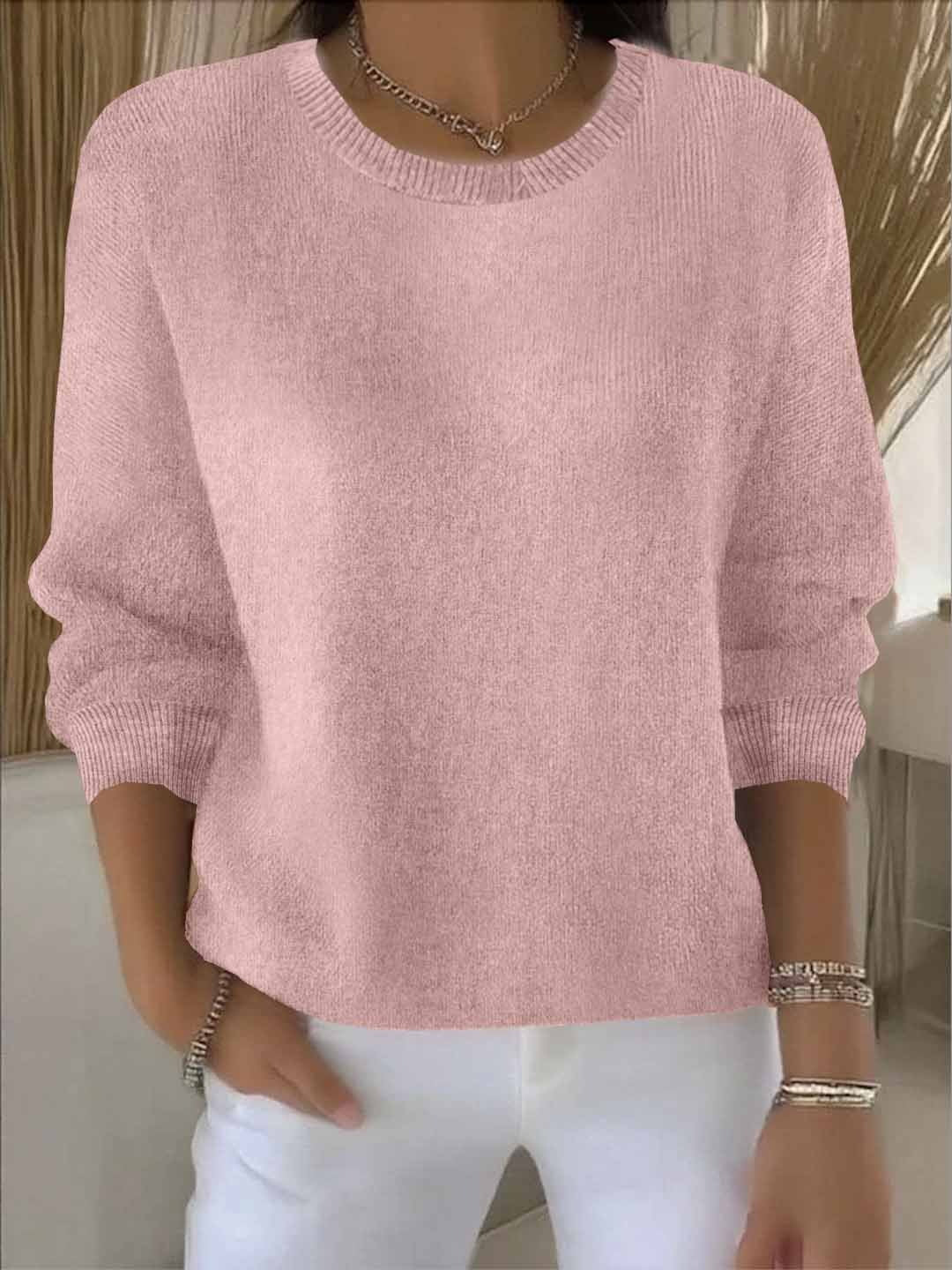 Koriora | Women's Long-Sleeved Round-Neck Jumper — Relaxed Fit and Timeless Elegance