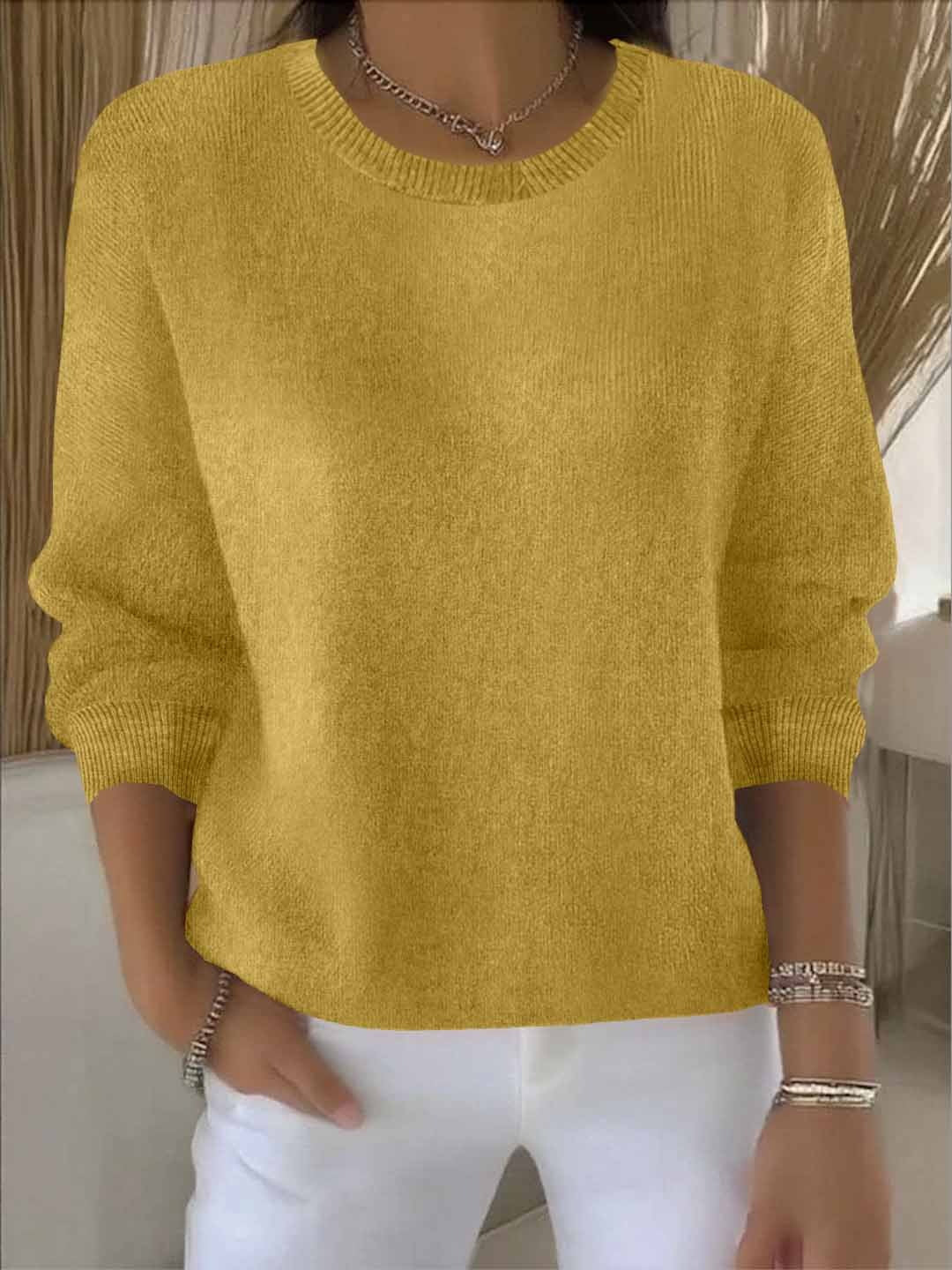 Koriora | Women's Long-Sleeved Round-Neck Jumper — Relaxed Fit and Timeless Elegance