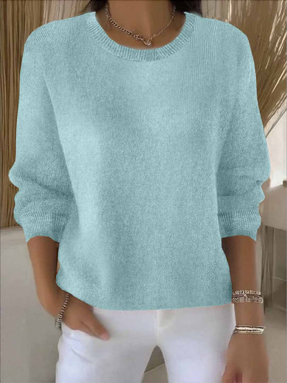 Koriora | Women's Long-Sleeved Round-Neck Jumper — Relaxed Fit and Timeless Elegance