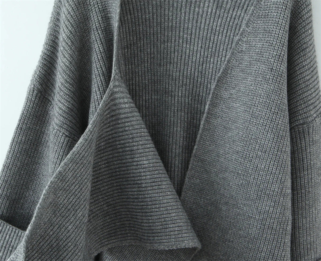 Oversized Scarf-Neck Knitted Jumper – Cosy Autumn-Winter Comfort, Multicolour