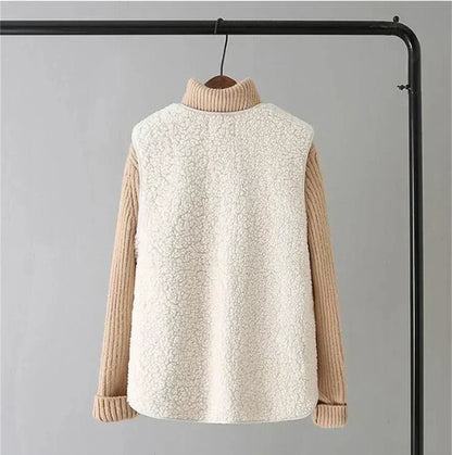 Gilet Femme Effet Mouton Boutonné avec Poches
