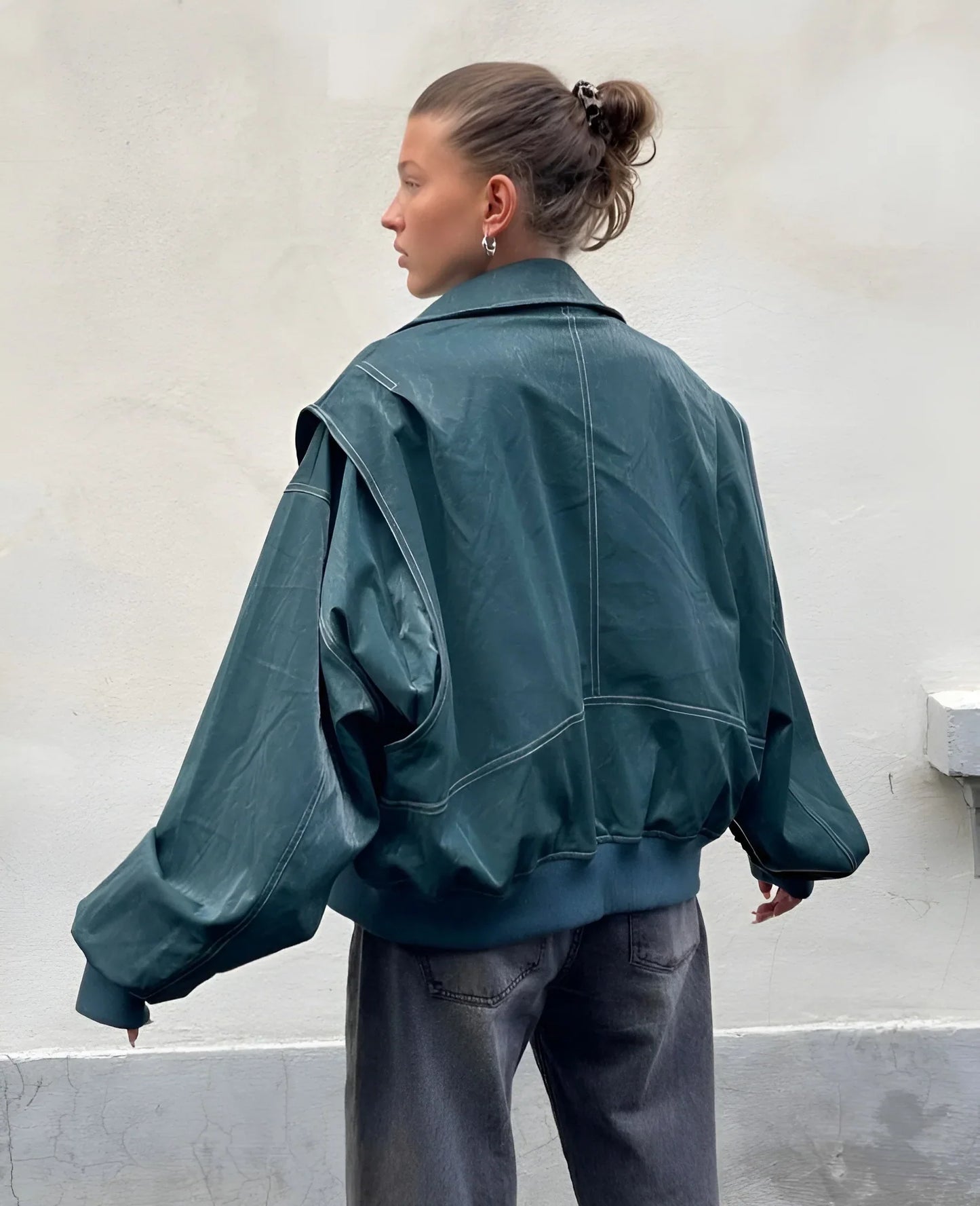 Koriora | Veste Cuir Ember — Bomber Oversize Femme en Similicuir Chic & Tendance