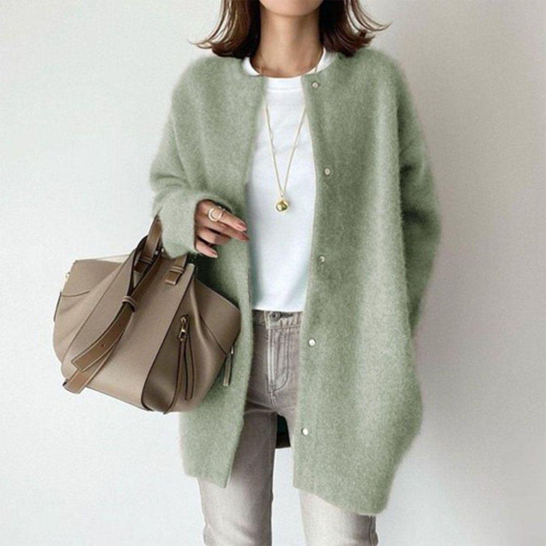 Koriora | Women's Long Button-Through Soft-Knit Cardigan — Loose Fit and Relaxed Elegance