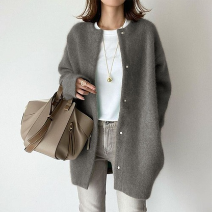 Koriora | Women's Long Button-Through Soft-Knit Cardigan — Loose Fit and Relaxed Elegance