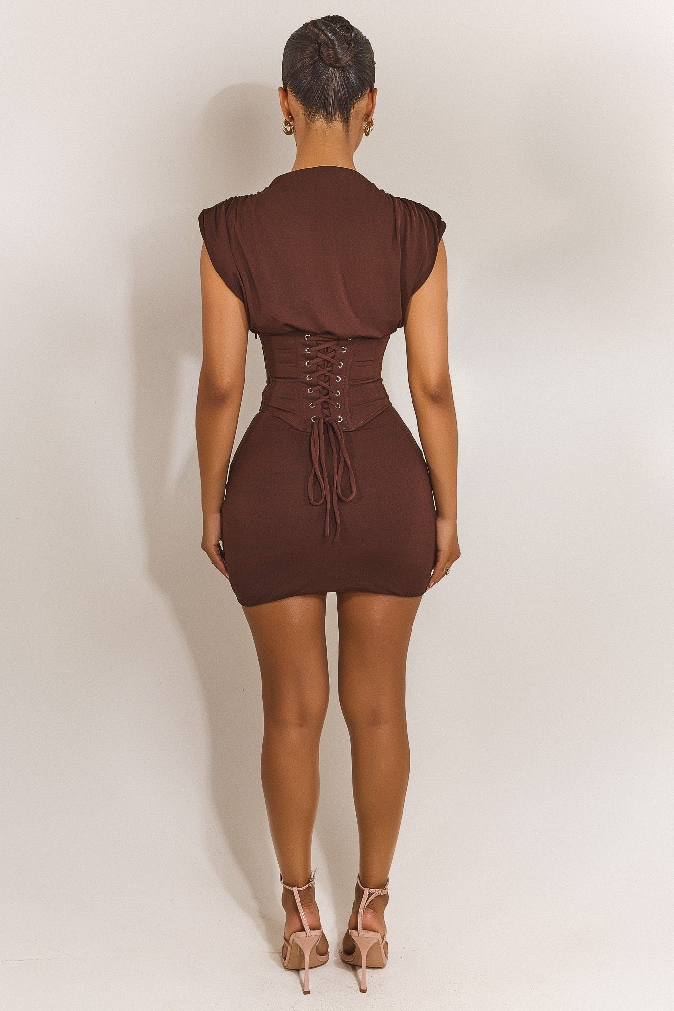 Koriora | Robe Mini Corset Anna — Col Haut Élégant & Dos Lacé