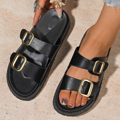 Sandales Femme à Double Bride avec Semelle Plateforme Confort
