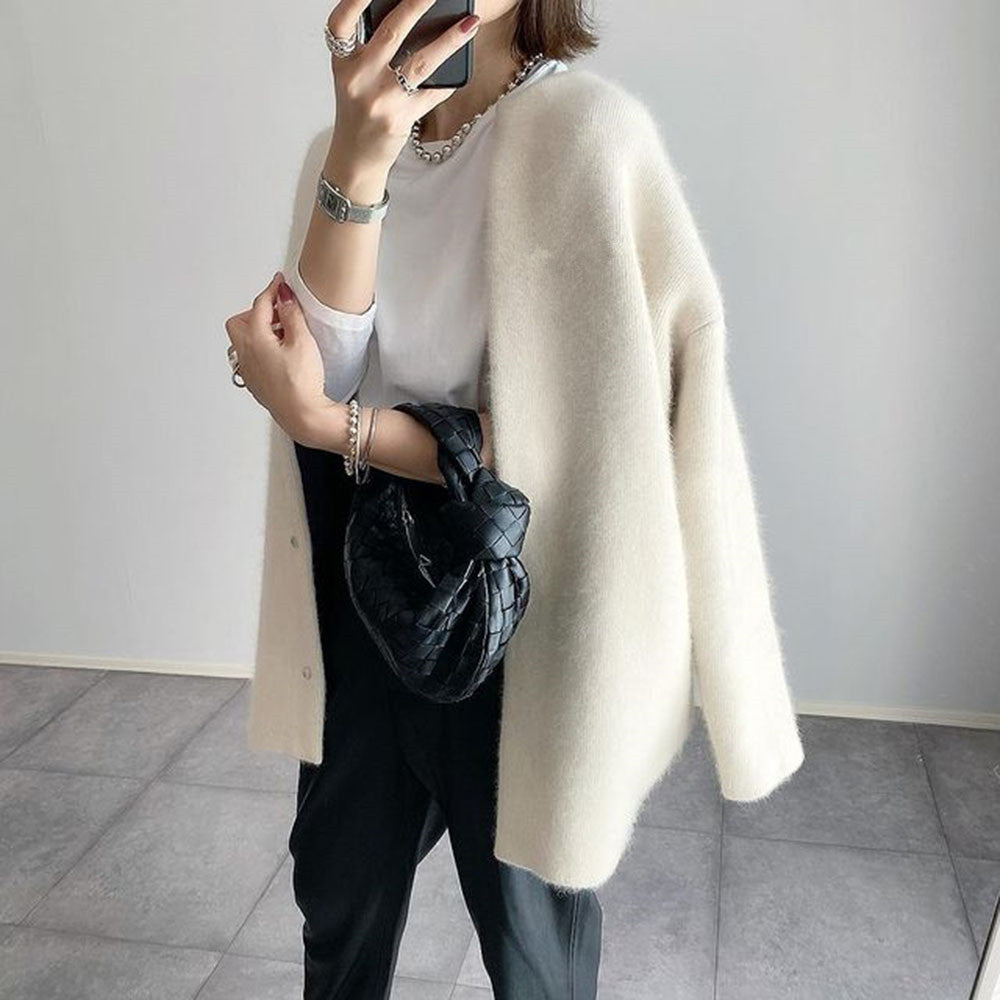 Koriora | Women's Long Button-Through Soft-Knit Cardigan — Loose Fit and Relaxed Elegance