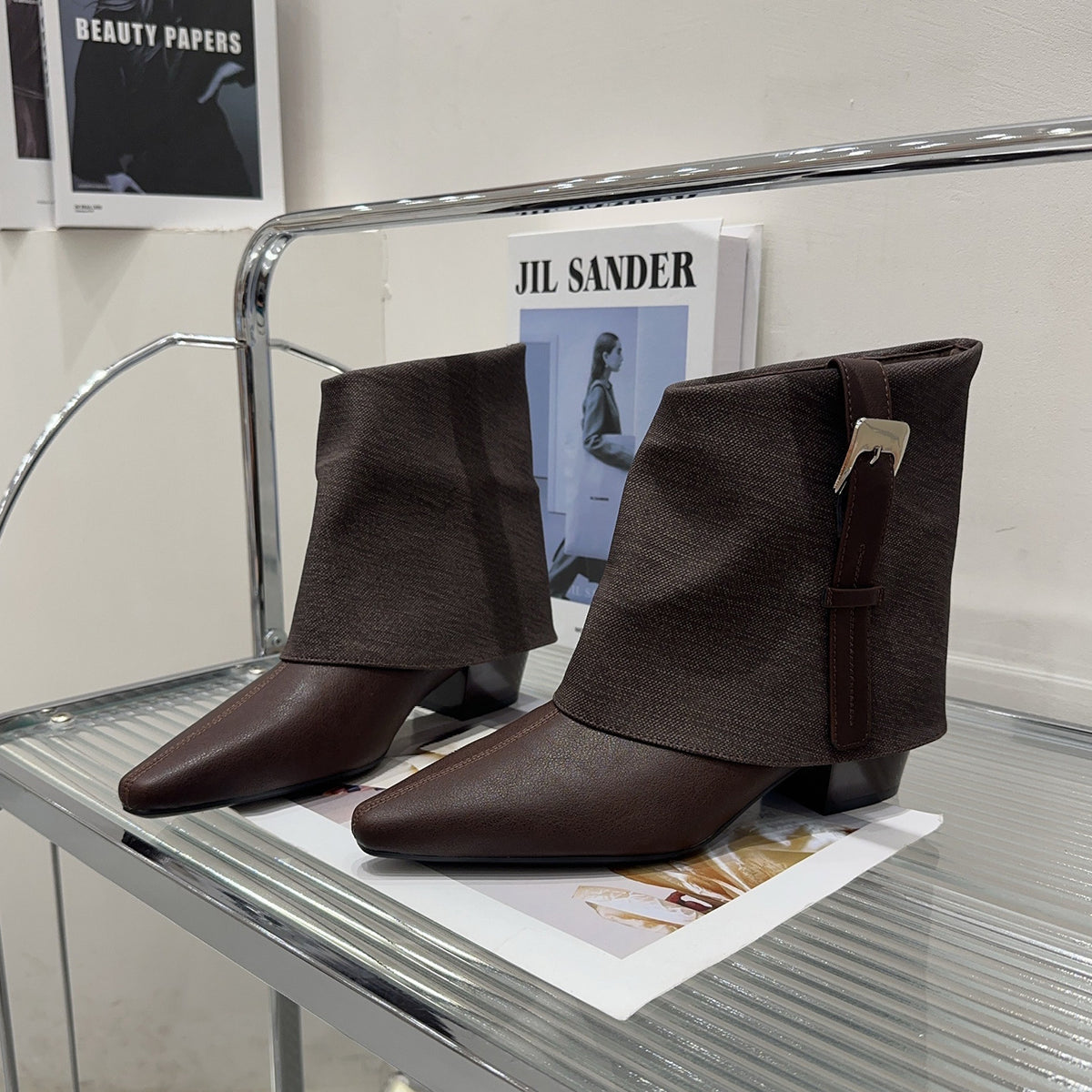 Women's Pointed-Toe Ankle Boots with Soft Shaft & Buckle