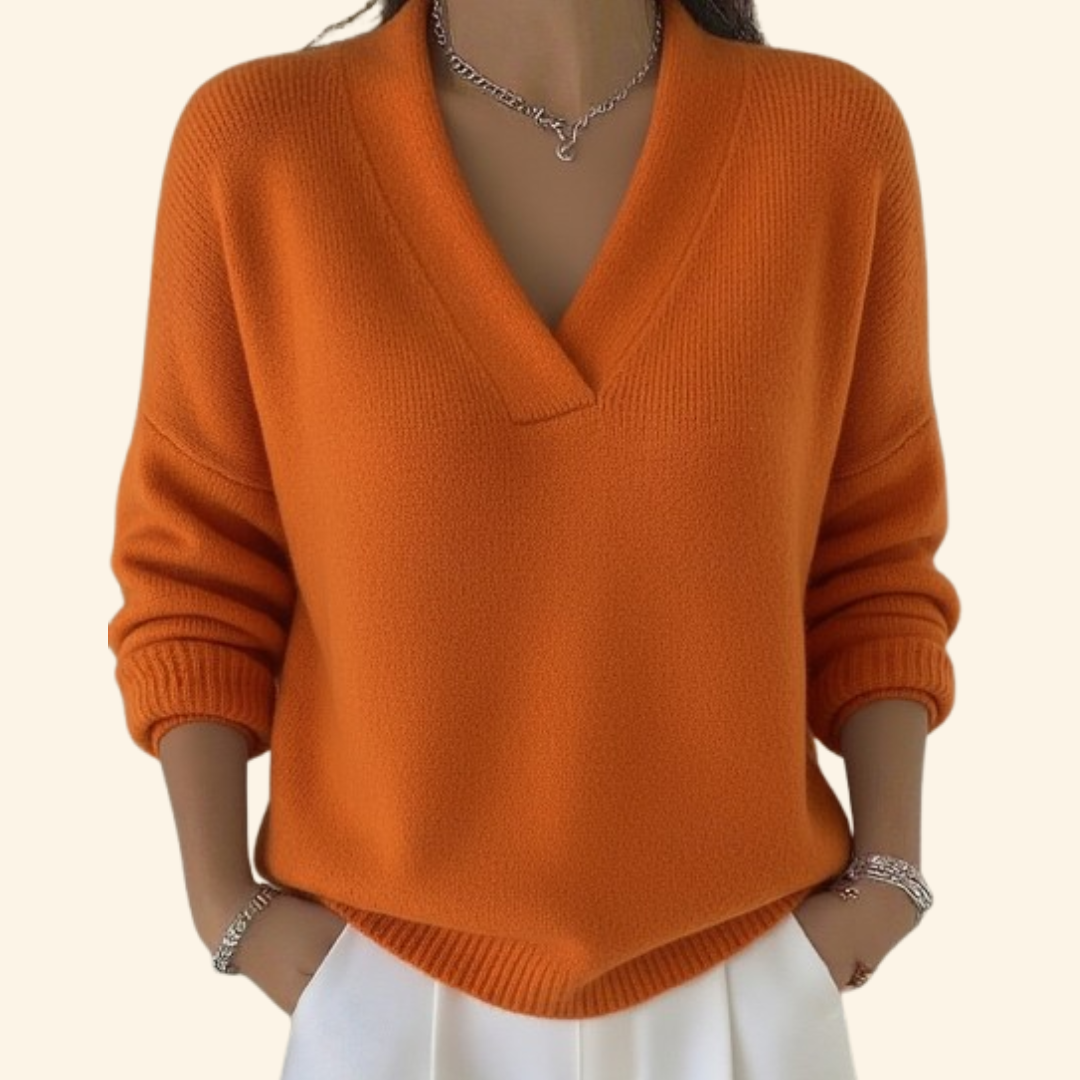 Koriora | Women's Soft-Knit V-Neck Jumper — Relaxed Fit and Everyday Elegance