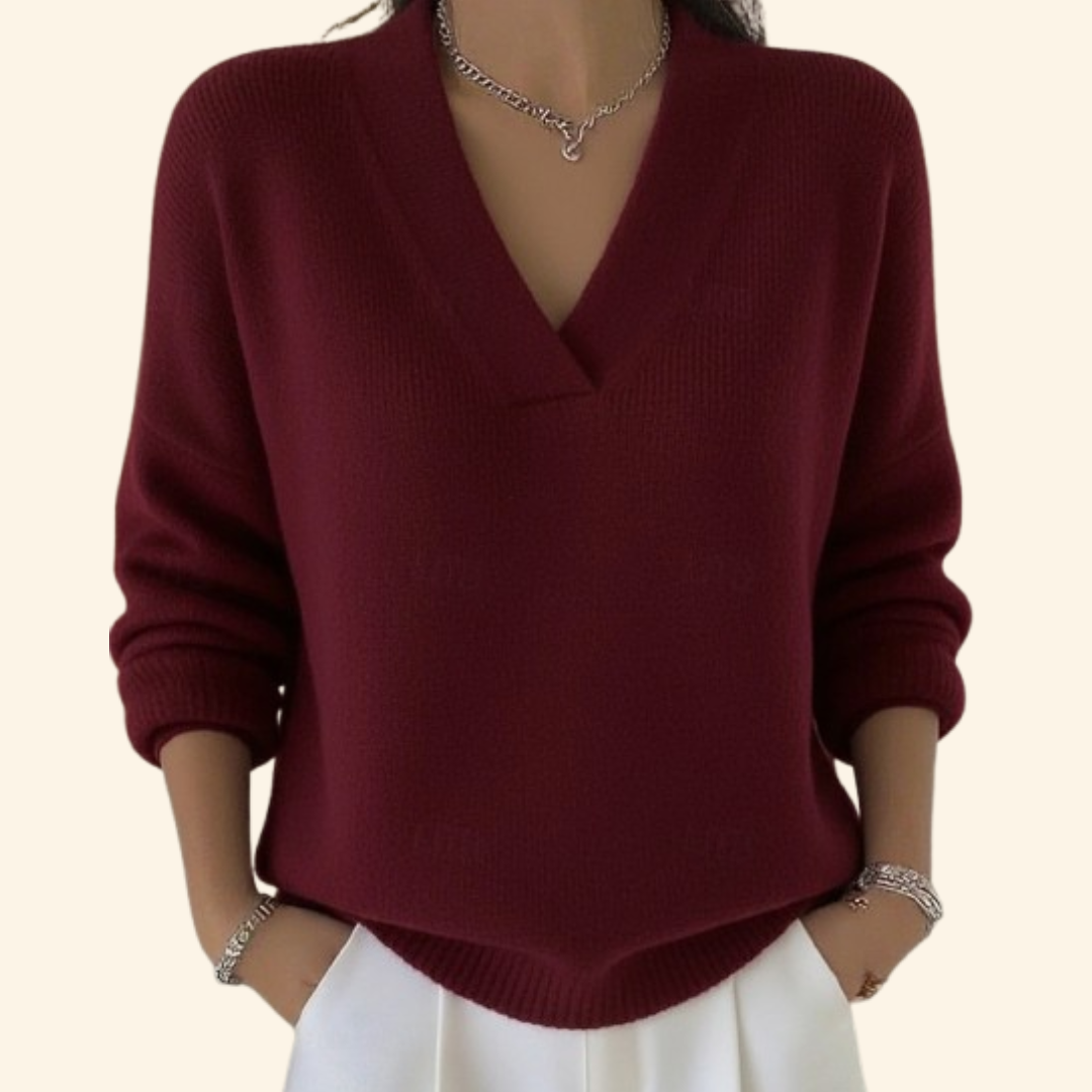 Koriora | Women's Soft-Knit V-Neck Jumper — Relaxed Fit and Everyday Elegance