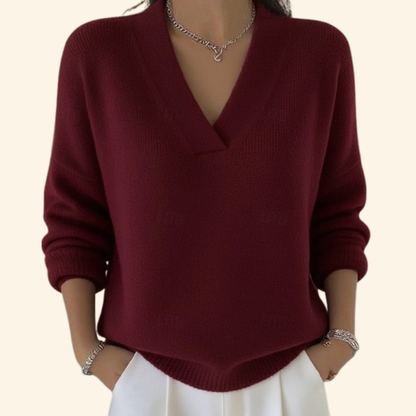 Koriora | Women's Soft-Knit V-Neck Jumper — Relaxed Fit and Everyday Elegance
