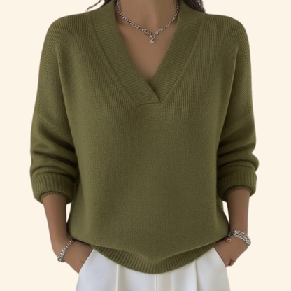 Koriora | Women's Soft-Knit V-Neck Jumper — Relaxed Fit and Everyday Elegance