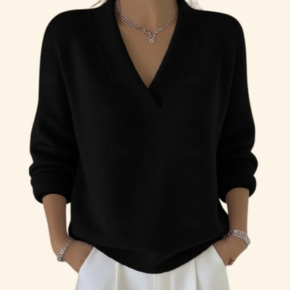 Koriora | Women's Soft-Knit V-Neck Jumper — Relaxed Fit and Everyday Elegance