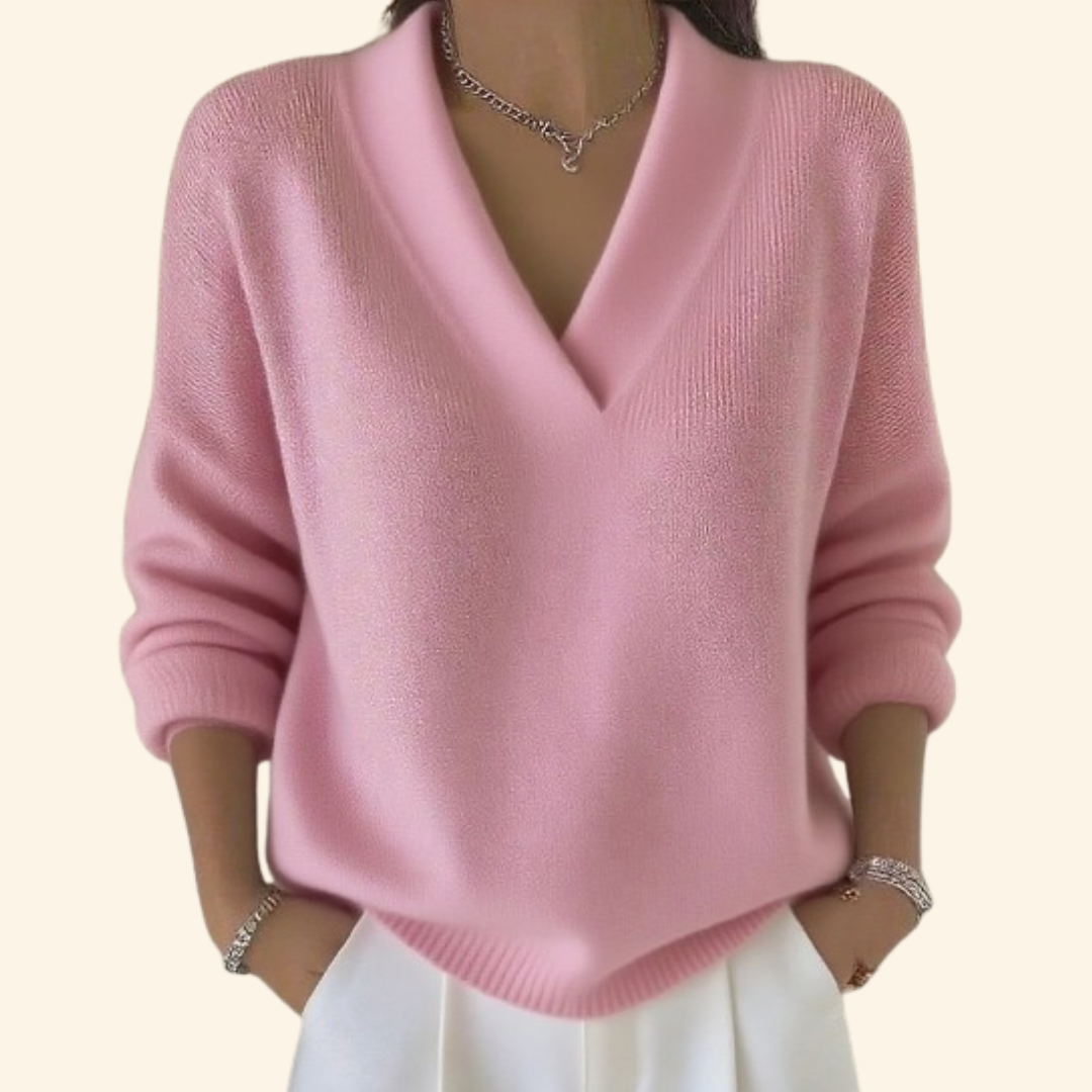 Koriora | Women's Soft-Knit V-Neck Jumper — Relaxed Fit and Everyday Elegance