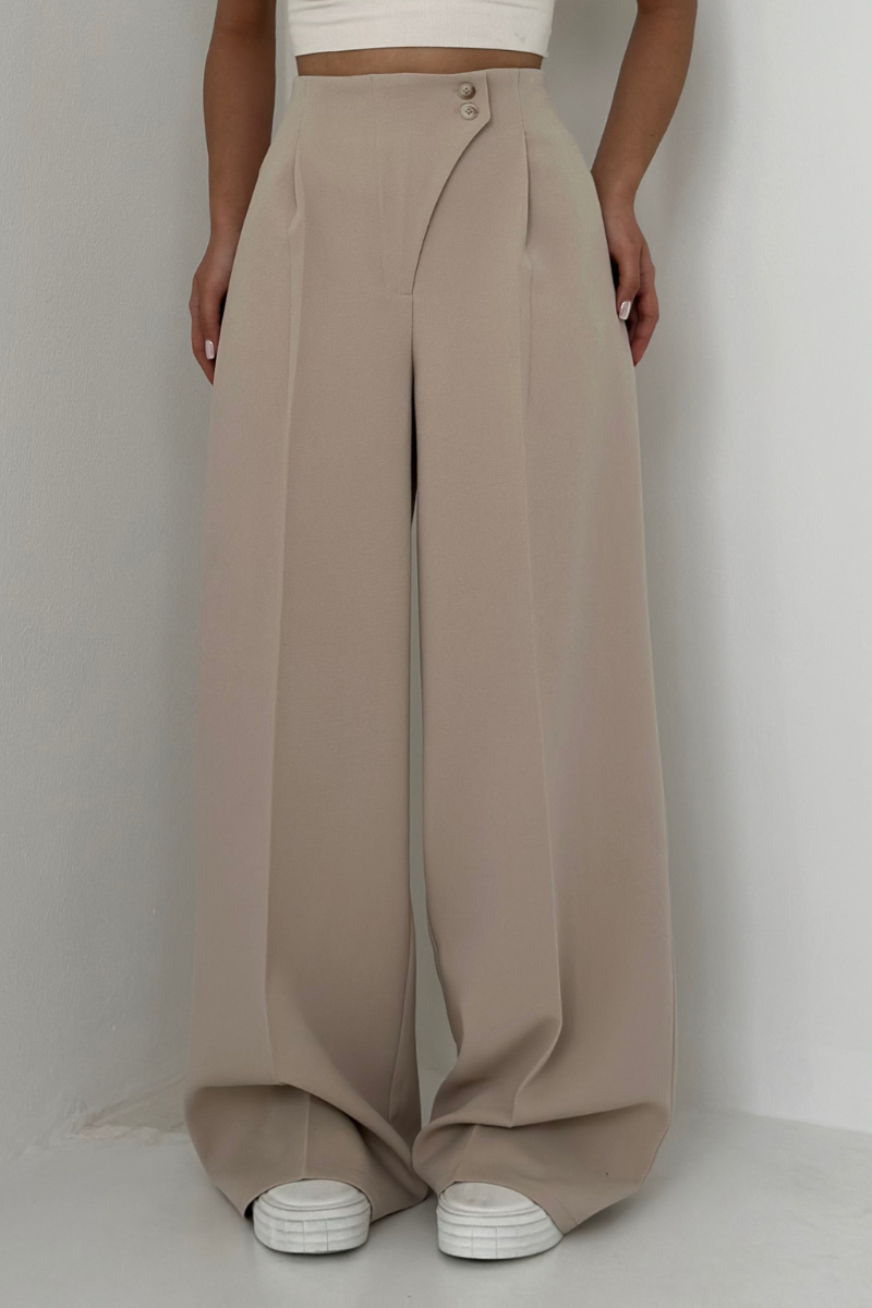 Koriora | Pantalon Large Taille Haute Alviera — Pantalon Élégant Femme Wide Leg Chic