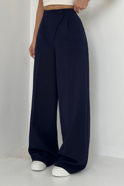 Koriora | Pantalon Large Taille Haute Alviera — Pantalon Élégant Femme Wide Leg Chic