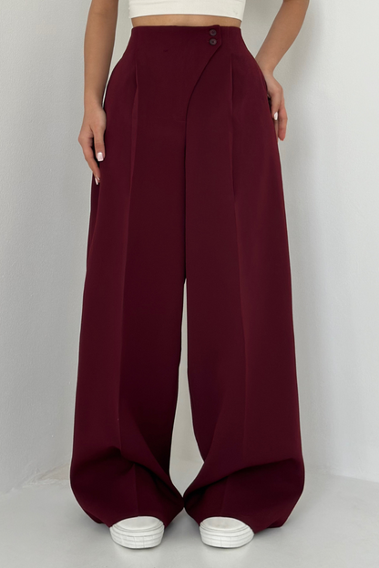 Koriora | Pantalon Large Taille Haute Alviera — Pantalon Élégant Femme Wide Leg Chic