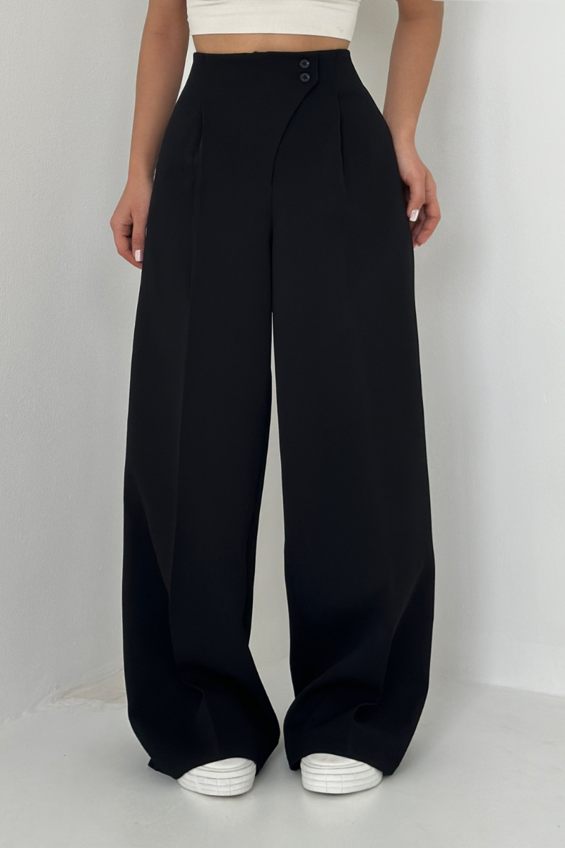 Koriora | Pantalon Large Taille Haute Alviera — Pantalon Élégant Femme Wide Leg Chic