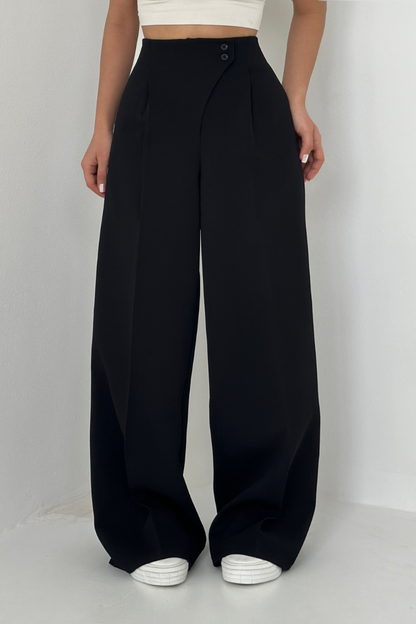 Koriora | Pantalon Large Taille Haute Alviera — Pantalon Élégant Femme Wide Leg Chic