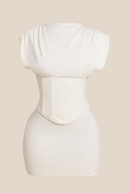 Koriora | Robe Mini Corset Anna — Col Haut Élégant & Dos Lacé